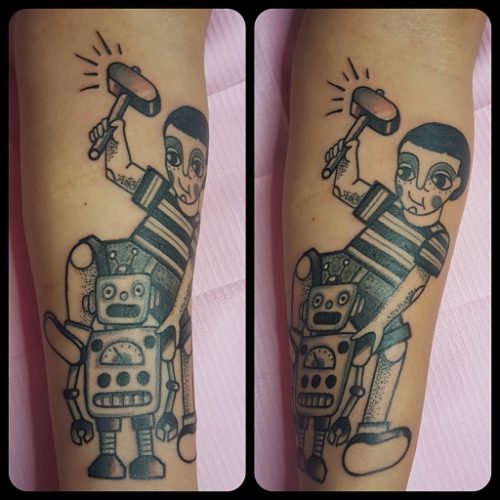 Tatuaggio Bambino e Robot